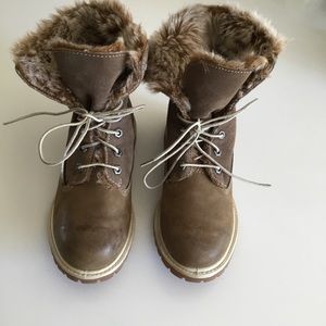 TIMBERLAND WATERPROOF FAUX FUR LINED FOLD DOWN BOOTS
